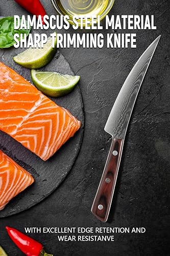 Miniatura 7 de Gutoky Cuchillo para deshuesar de Damasco, cuchillos afilados para carne y pescado, cuchillo de pescado con mango de palisandro