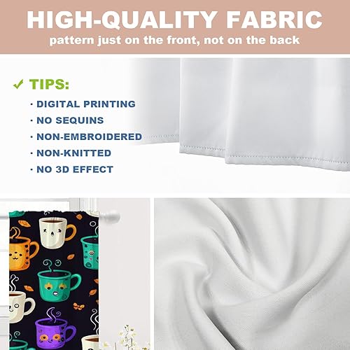 Miniatura 10 de Shrahala Cenefas de cocina modernas de pintura al óleo, cortinas abstractas de media ventana, tratamiento de ventana de poliéster multicapa para