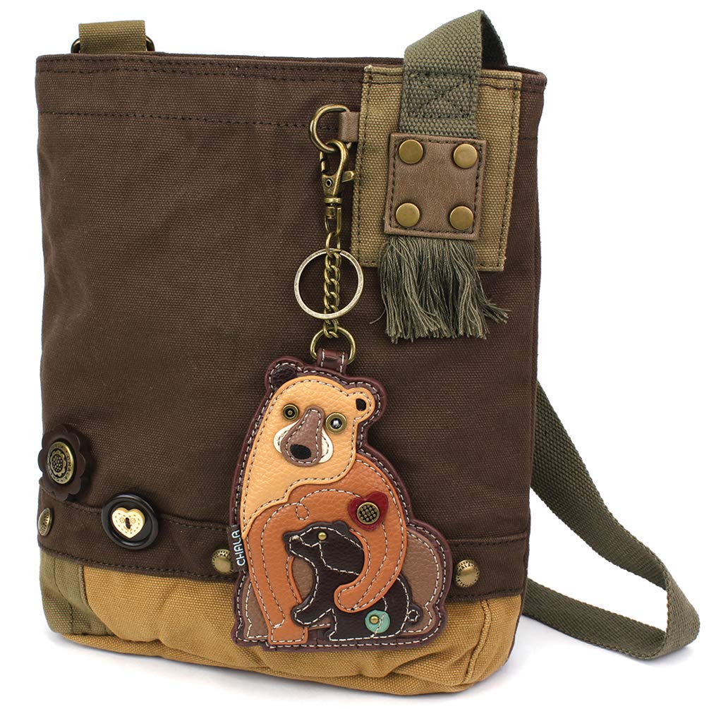 CHALA Patch Cross-Body Women Handbag, Canvas Messenger Bag Olive, Metal Charming Cross - Oliv, Medium — view 109