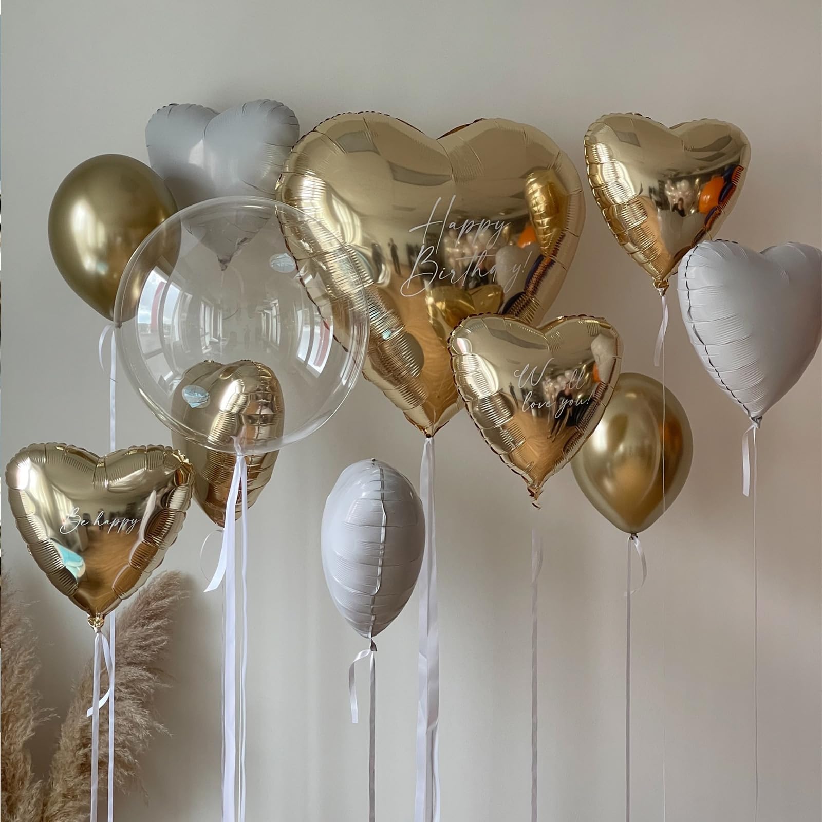 Gold Herz Luftballons,12Stück Hell Gold Herz Geformt Folie Luftballon,18Zoll Champagner Gold Helium Mylar Luftballons für Baby Dusche Geburtstag Jubiläum Hochzeit Party Dekoration