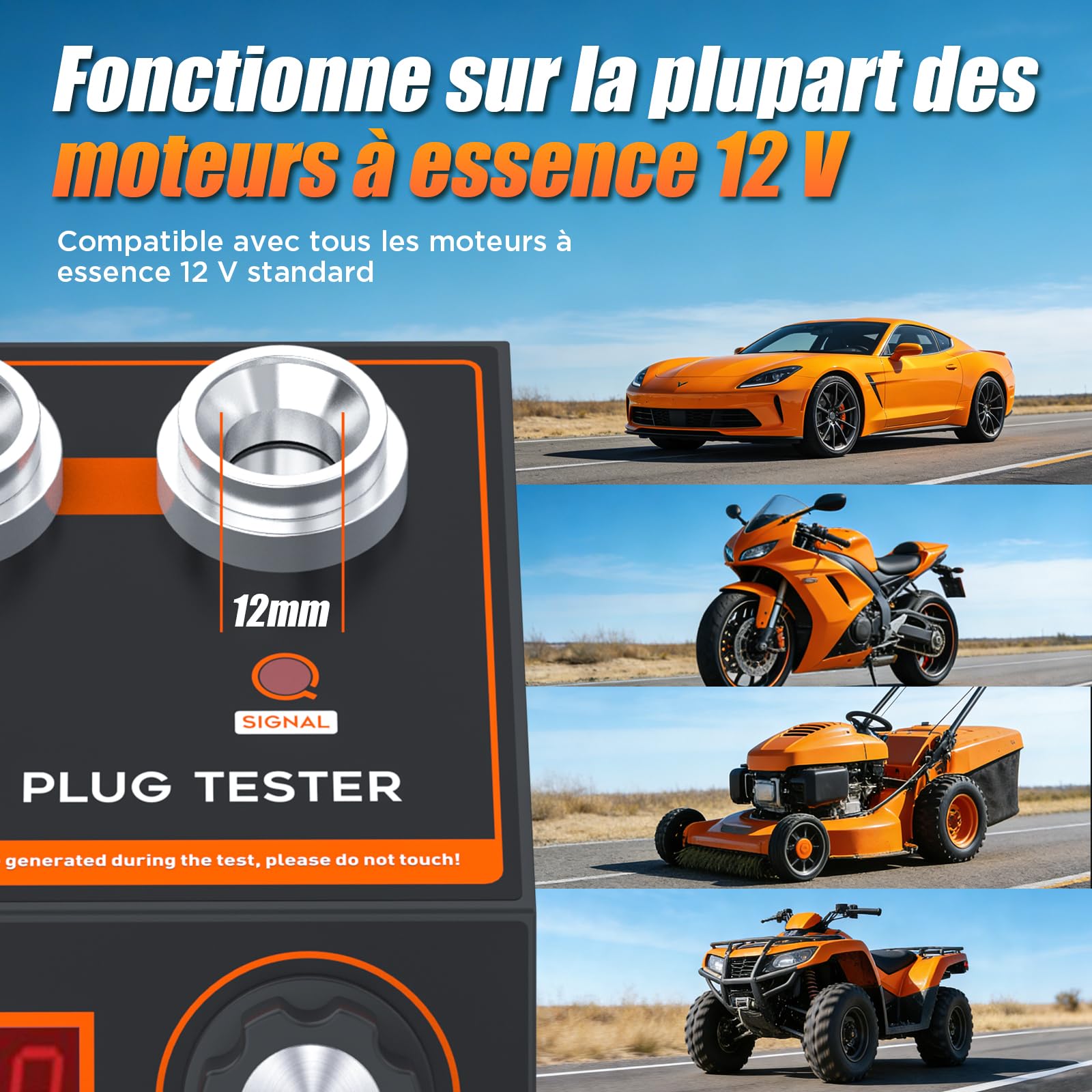 Testeur d'allumage pour Voiture, Analyseur d'allumage Moteur, avec Fréquence de Fonctionnement Réglable de 500 à 9000 tr/min, Adapté aux Bougies Automobiles et Motos 12V