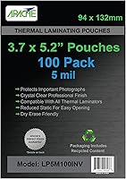 Vista 1 de Apache Bolsas de laminación de 5 mil para tarjeta de invitación de 3.5 x 5 pulgadas, hojas de 3.7 x 5.3 pulgadas, paquete de 100