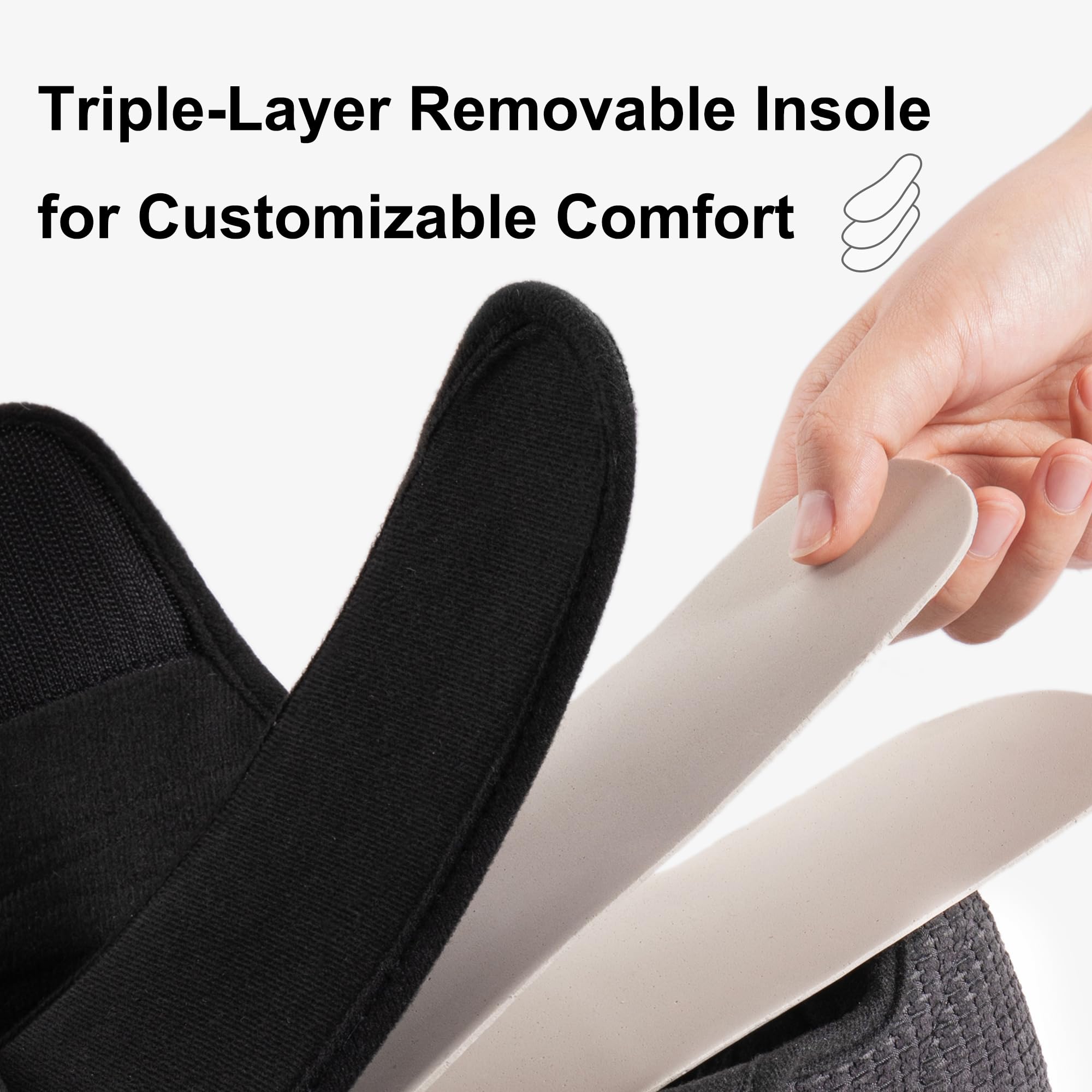 Ravelier Scarpa Pantofole da Uomo, Ampiezza Adattabile, Antiscivolo, Comfort per Diabetici con Chiusura Regolabile a Strappo