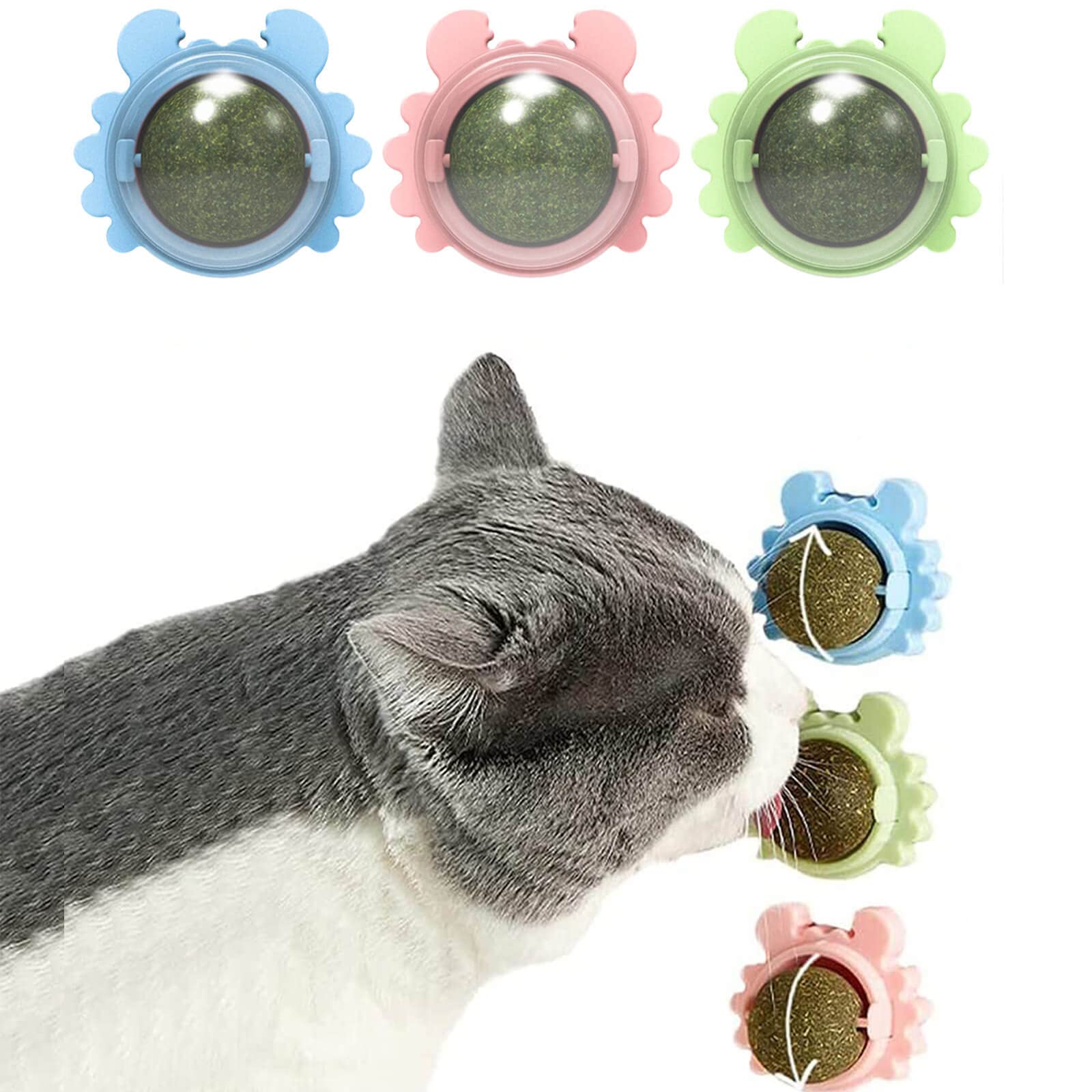 Palline Di Erba Gatta Girevoli Per Gatti - Giocattolo Interattivo Con Catnip, Per Pulizia Denti - Foto 2