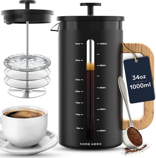 Home Hero French Press 34 oz with Bamboo Handle
