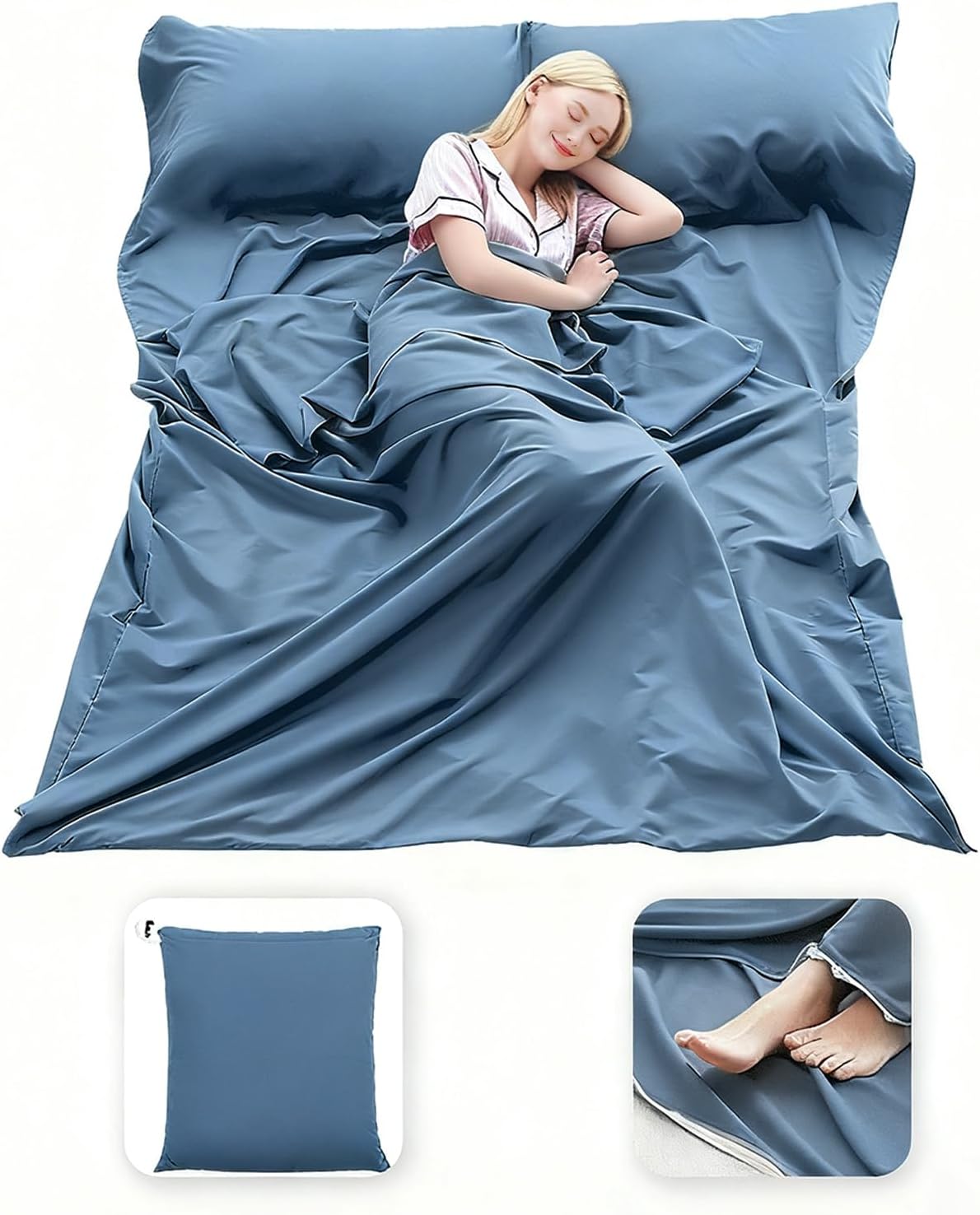 Sleeping Bag Liner Lightweight Compact Sleeping Bag Sack Portable Clean Travel Sheet Camping Sleep Sheet for Backpacking Hotel Hiking