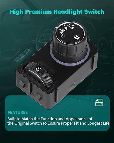 Miniatura 6 de SCITOO Interruptor de atenuación de faro delantero 23187805 84154109 para Chevrolet Silverado 15002015-2019 para Chevrolet Suburban2015-2019 para