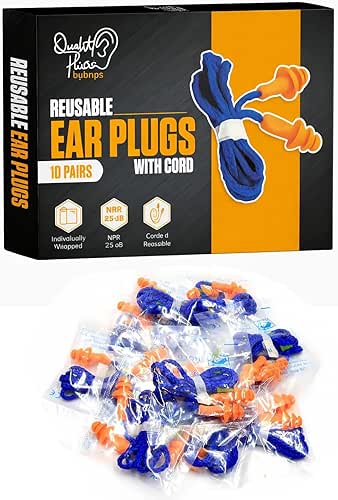 10 Pair Corded Reusable Ear Plugs for Shooting Range Ear