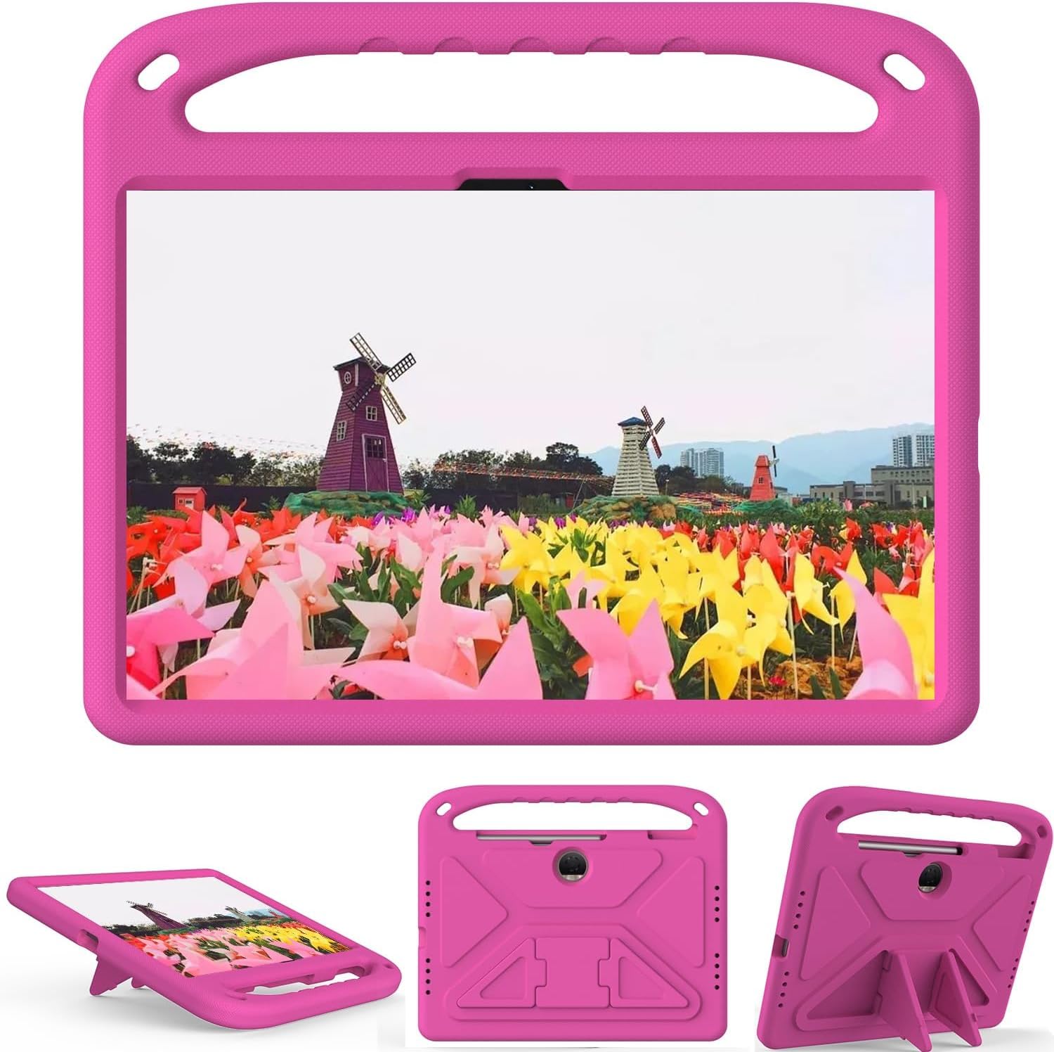 Sfulatdc Kids Friendly Tablet Case with Handle and Stand Lightweight Shockproof Protective Cover Compatible with Honor Pad 9 12.1 inch Rose