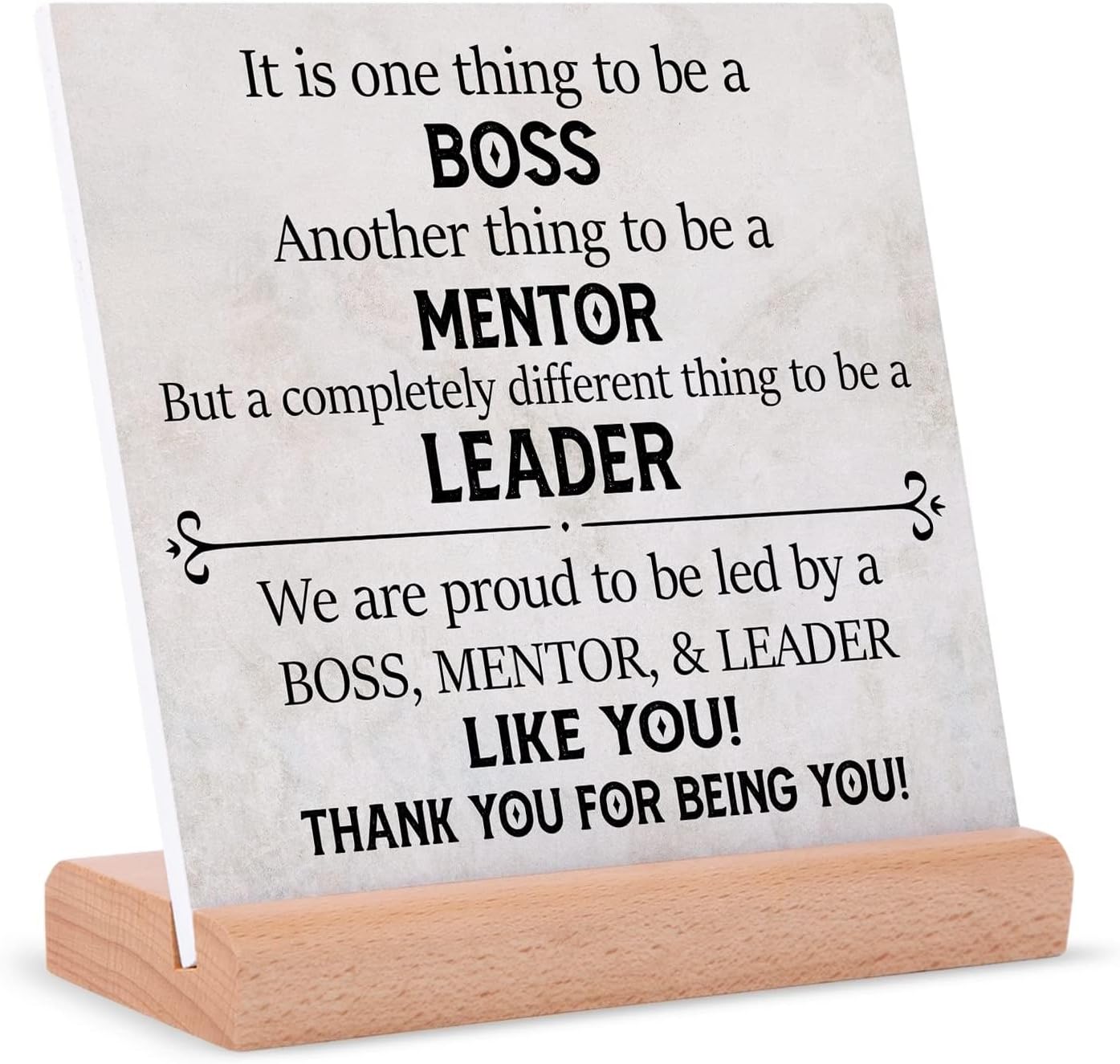 Plaque Signs with Wooden Stand, Best Boss Day, Appreciation Leaving Going Away for Bosses Leader Mentor, Office Desk Decor