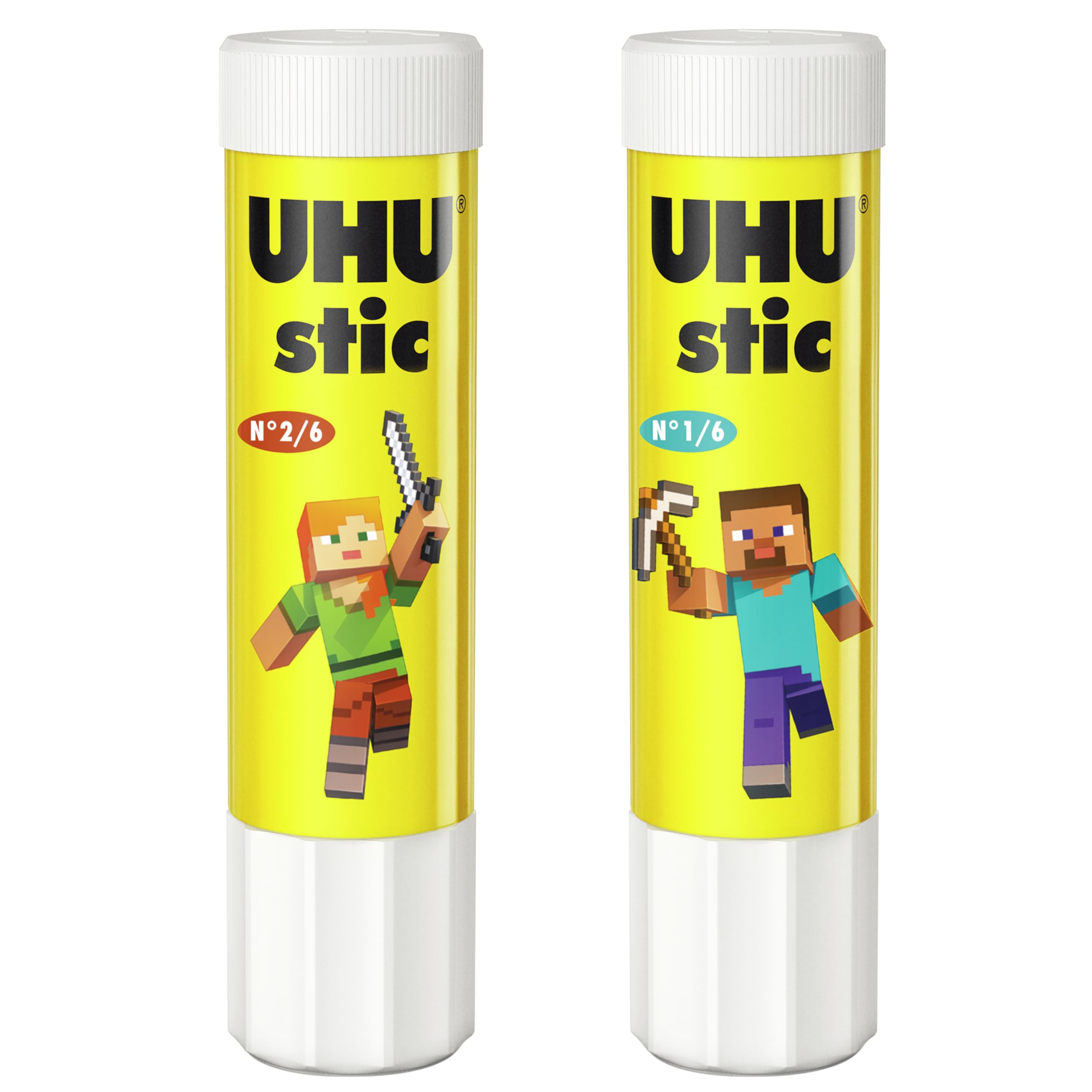 UHU stic, 8.2g, pack of 2, the proven glue stick, strong, fast, solvent free, clean, safe & sustainable for school, home, office, kids, arts and crafts, 98% natural, now packed in 50% recycled plastic