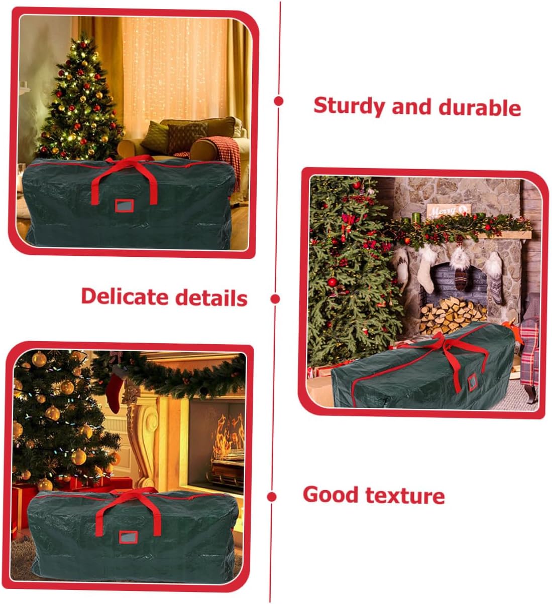 Christmas Tree Storage Bag Large Zippered Xmas Tree Pouch Waterproof Dustproof Green 165x38x76cm with Handles for Holiday Decor Organization