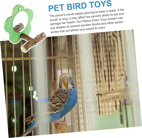 Miniatura 5 de Jaula de periquitos espejo para mascotas con forma acrílica canarios juguete loro, perca, flor verde, pinzón, pájaros, jaula de conure con