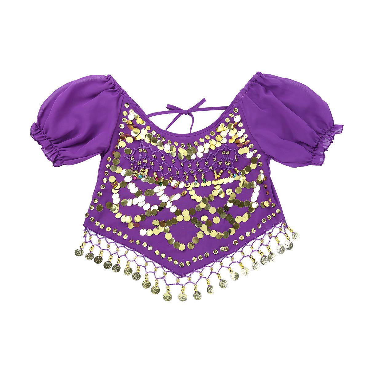 inhzoy Vestido Danza del Vientre para Mujer Disfraz de Princesa Árabe Traje de Baile India Lentejuelas Conjunto de Danza Oriental 4Pcs para Fiesta Actuación