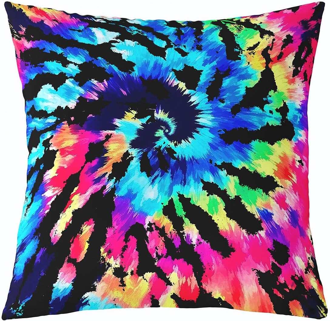 Erosebridal Bohemian Tie Dye Throw Pillow Covers 24x24, Hippie Spiral Soft Cushion Cases for Home Bed Sofa Couch, Boho Abstract Art Print Decorative Pillow Covers, Colorful Gypsy Trippy Pillow Covers