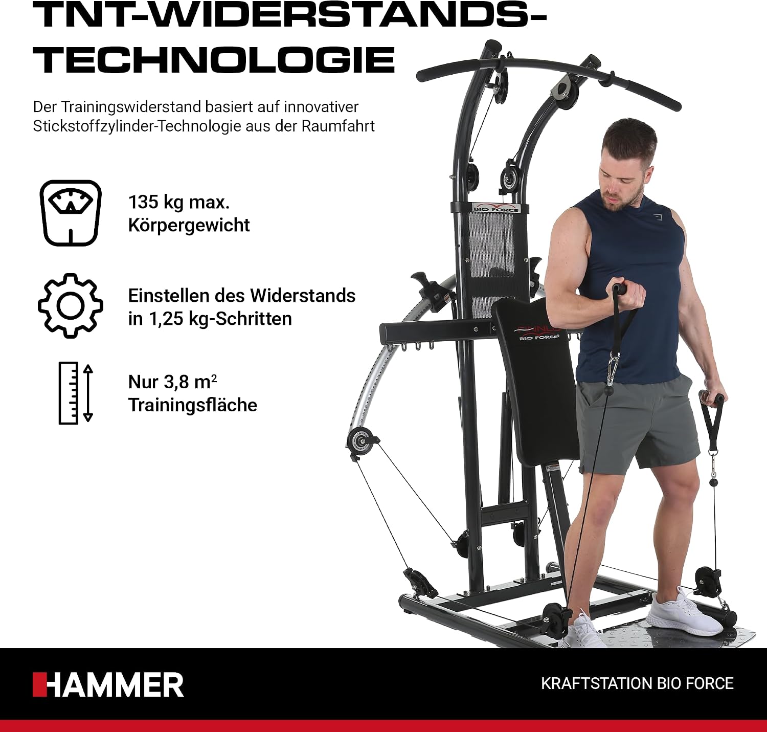 HAMMER Kraftstation BioForce - Fitnessstation für Zuhause Bio Force | 110 kg