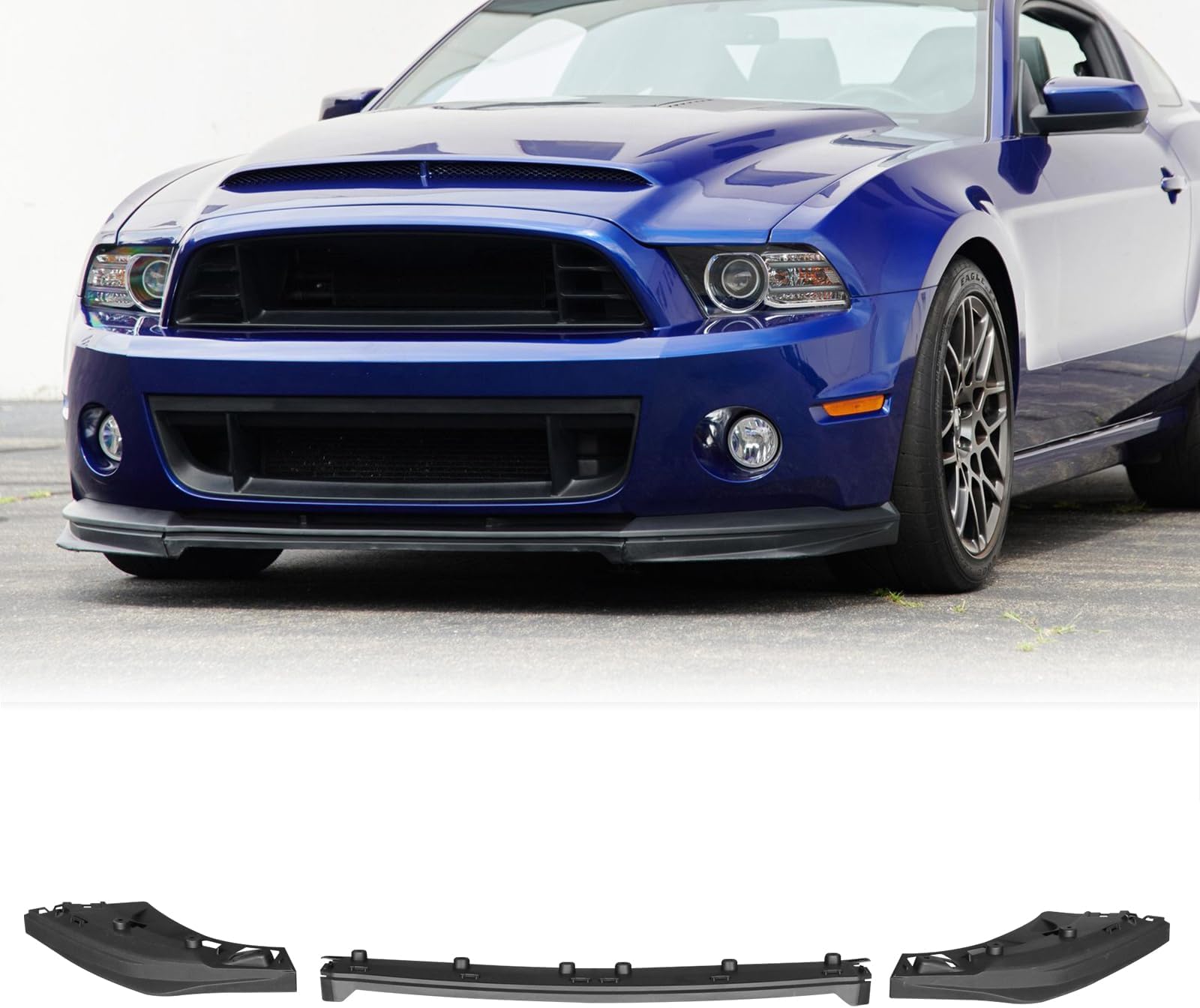 FREEMOTOR802 Front Bumper Lip Splitter Fits 2010-2014 Ford Mustang GT500, Factory Style Unpainted Black PP Add-on Air Dam Chin Spoiler Lower Guard Protector 3PCS