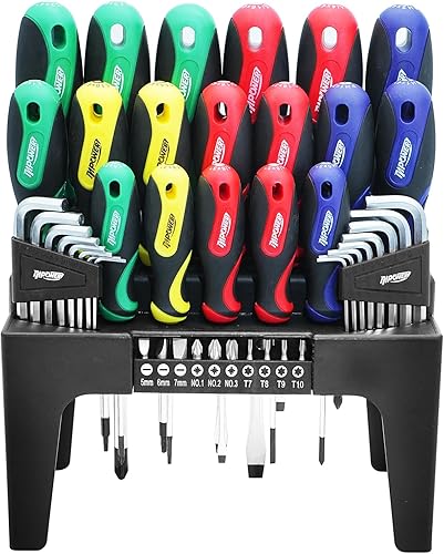 Miniatura 15 de Juego de destornilladores de trinquete, juego de puntas de destornillador de 19 piezas con asas de trinquete giratorias de 5 vías, kits