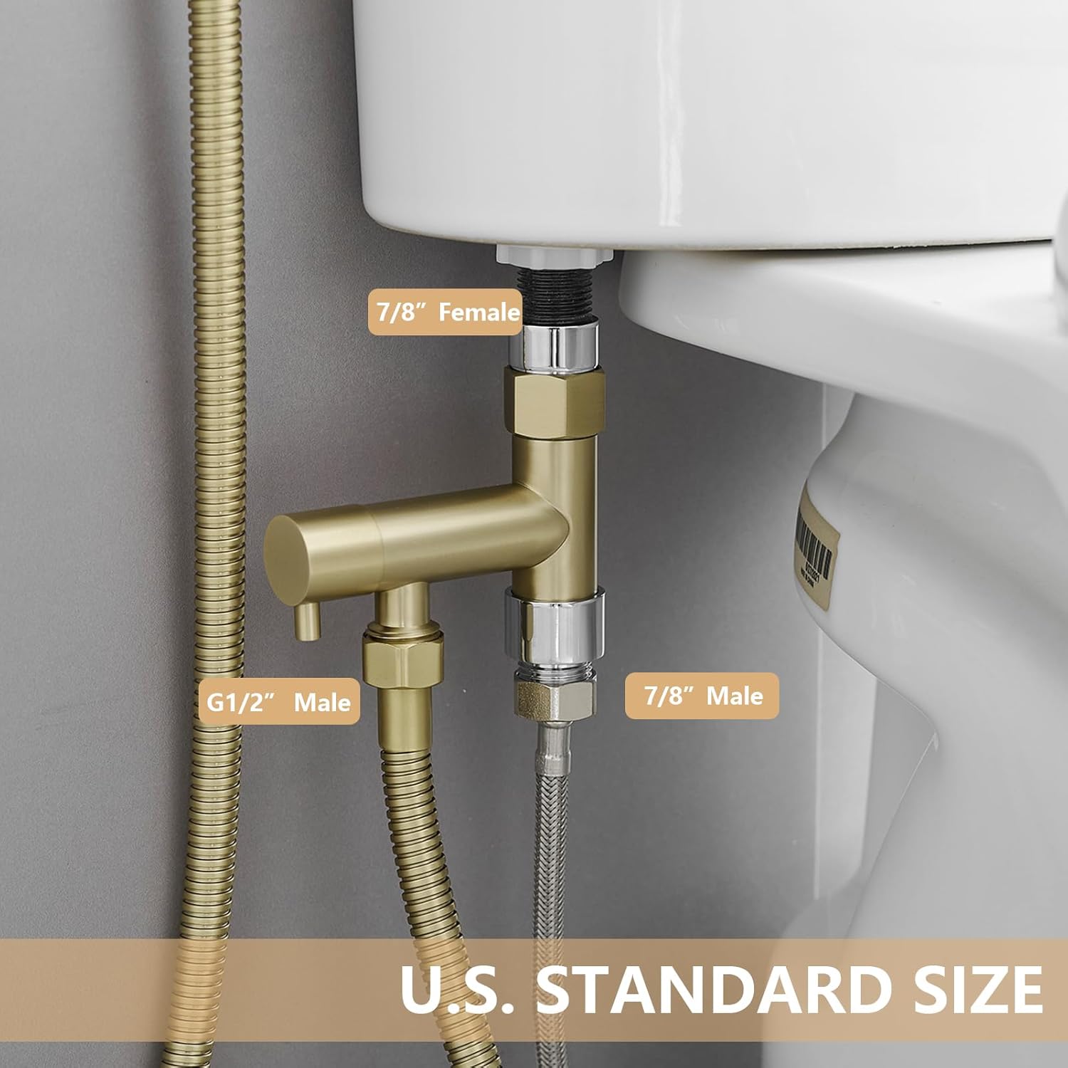 Handheld Bidet Sprayer for Toilet, All Brass Bathroom Toilet Sprayer Bidet Attachment Set, Baby Cloth Diaper Spraying Kit for Pet Bathing and Feminine Care, Brushed Gold