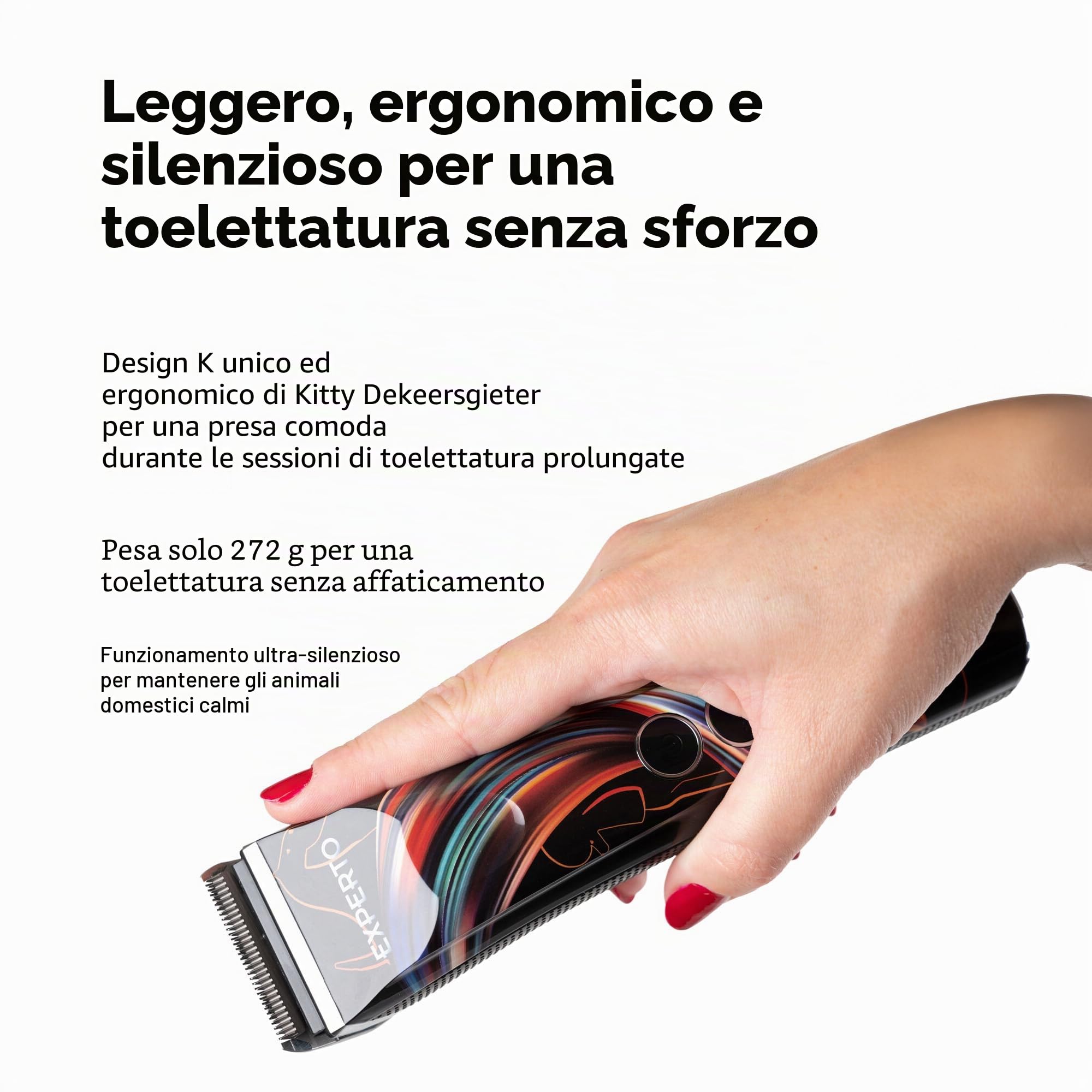 Show Tech Experto Tosatrice Professionale per Cani – Cordless con 5 Velocità (5000–7000 giri/min) – Lama in Ceramica con Rivestimento in Titanio – Display LCD, USB, Silenziosa – 0,25–2 mm