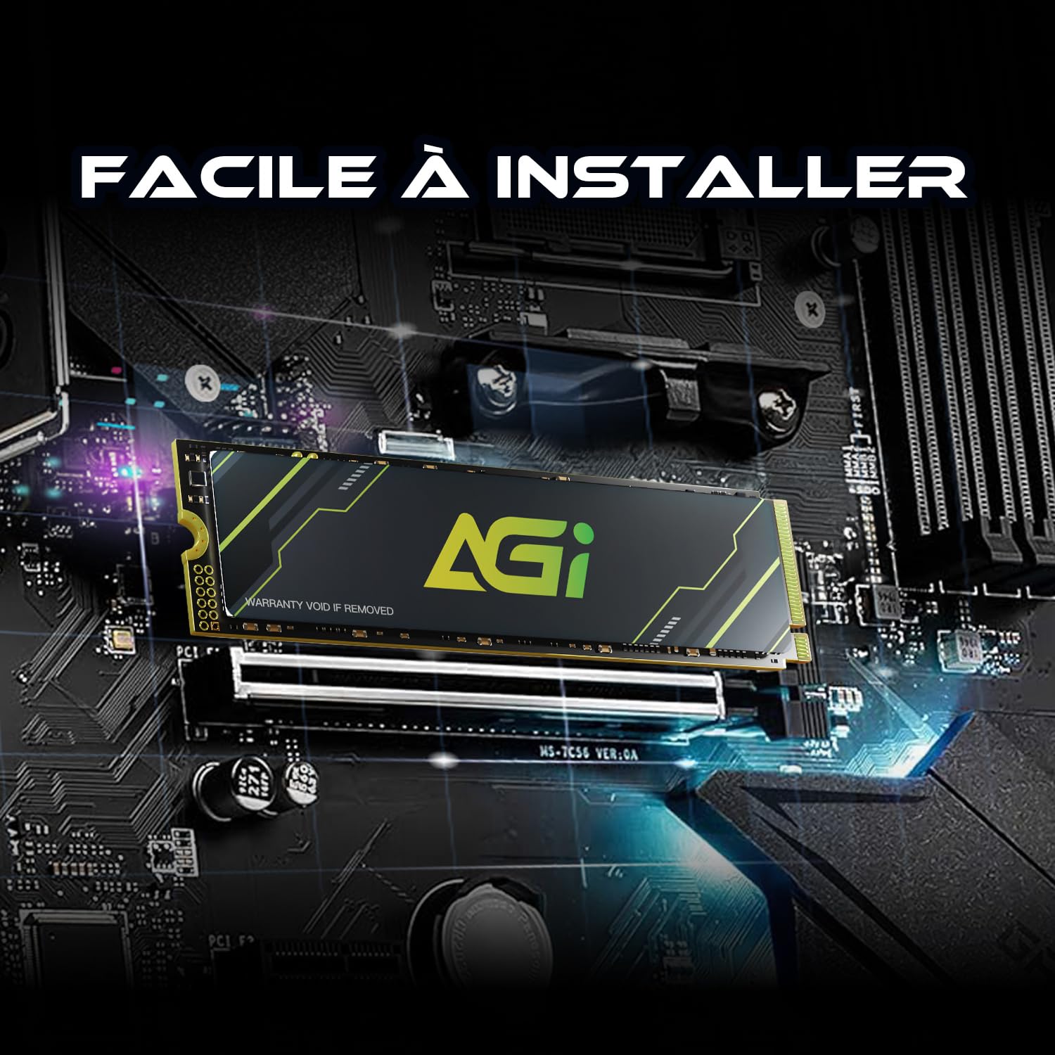 AGI AI818-43 1 to M.2 NVMe PCIe 4.0 SSD Interne pour PC Portable Bureau