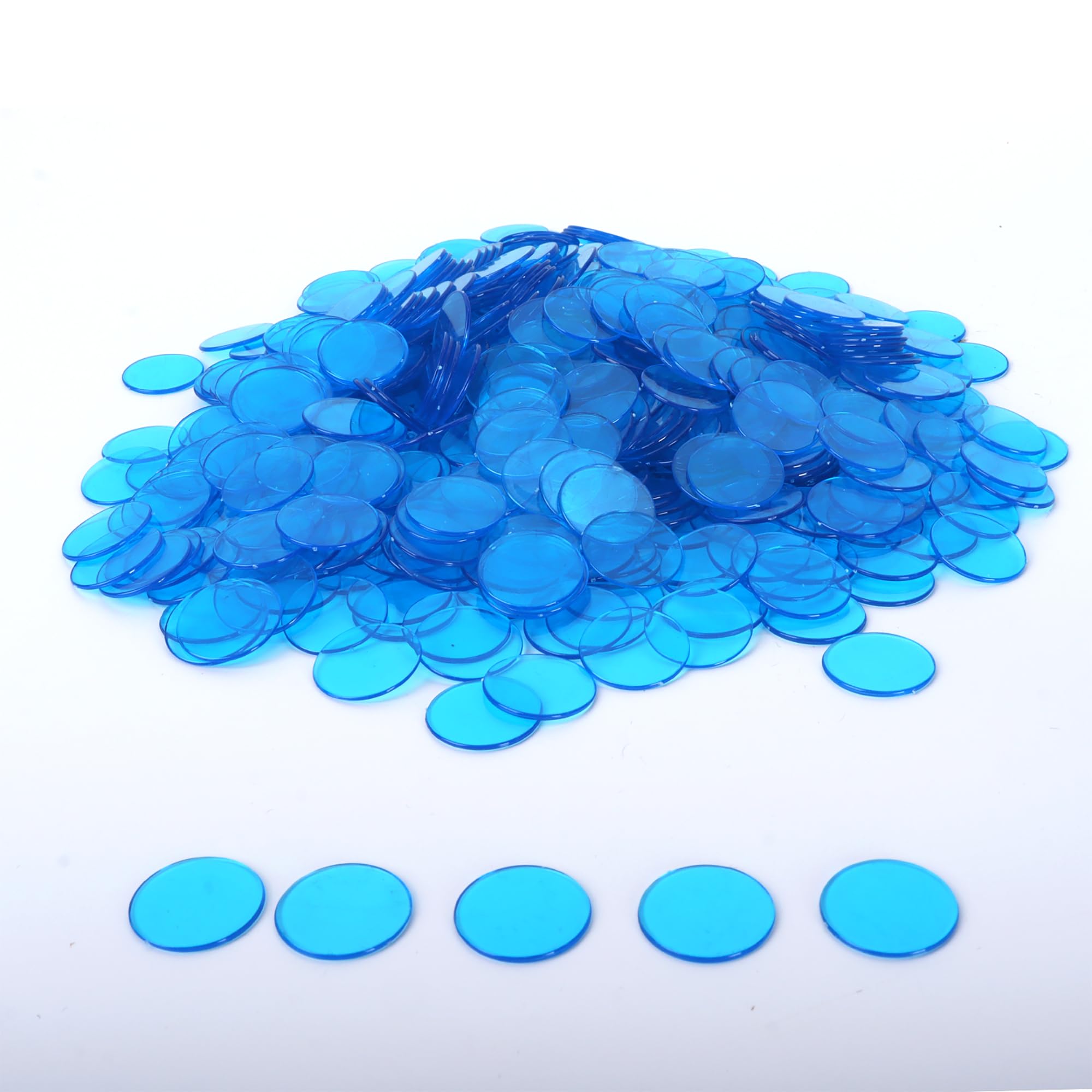 GSE Games & Sports Expert Blue Bingo Chips, 2,000 Pieces 3/4-Inch High-Contrast Transparent Counting Chips for Bingo Games, Parties