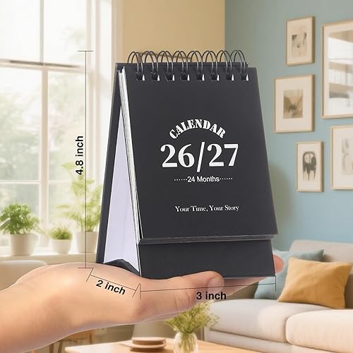Miniatura 15 de Calendario de escritorio 2026-2027, calendario de 2 años desde enero de 2026 hasta diciembre de 2027, planificador mensual de mesa con calcomanías