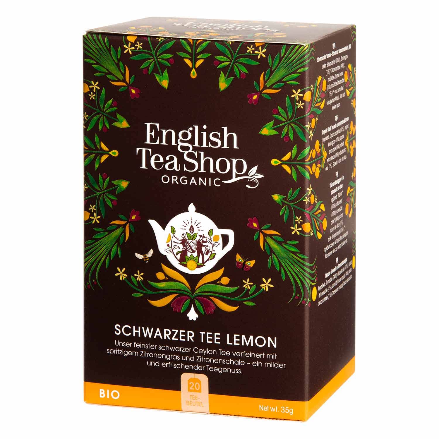Organic Lemon Black Tea - 20 Tea Bag Sachets, 35 g