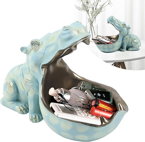 Miniatura 3 de Estatua de hipopótamo de resina, estatua de escritorio, estatua de hipopótamo, escultura, decoración de mesa, artículos diversos, contenedor de