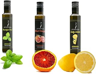 NEW: Calivirgin Flavor-Crushed Extra Virgin Olive Oil 3 Pack (Bountiful Basil, Lusty Lemon, Blood Orange) - Organically and Sustainably Produced in California - 100% Natural Flavor (8.45 Fl.Oz. Each)