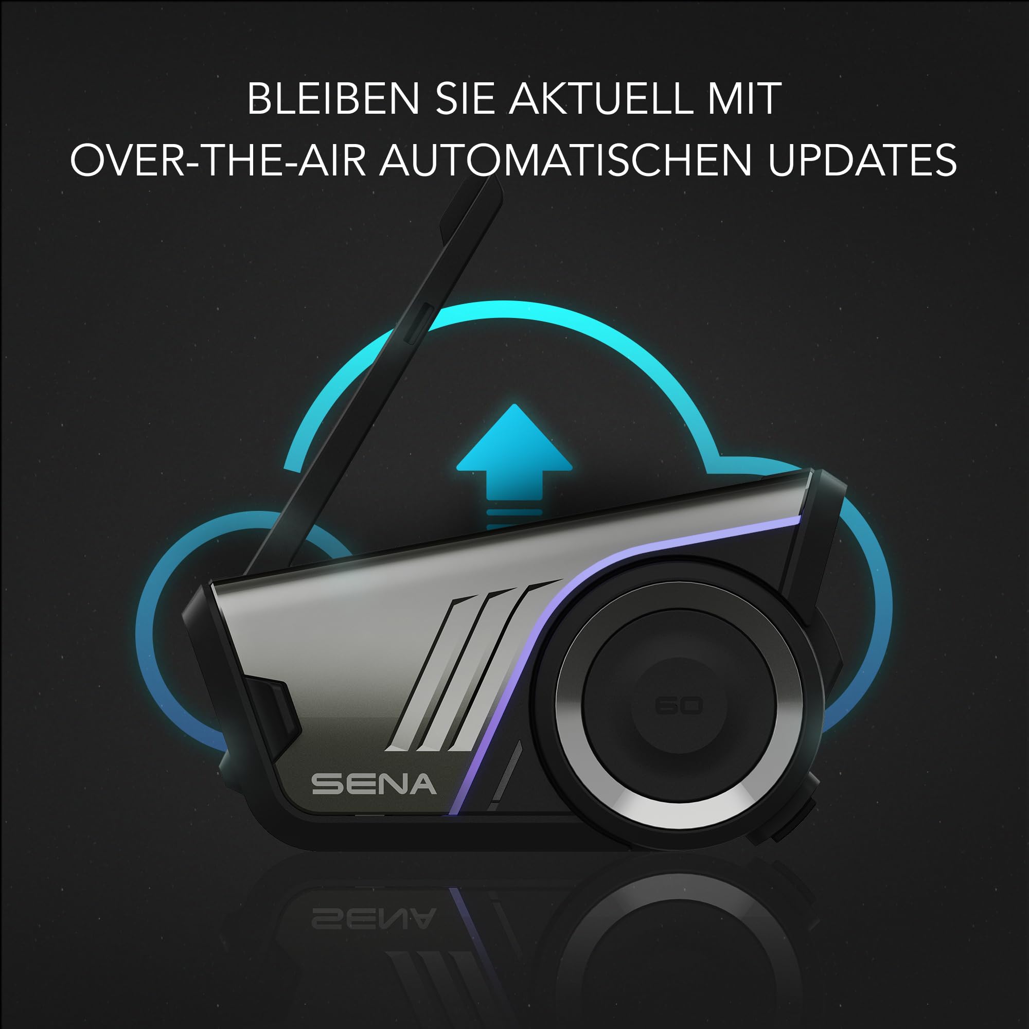 Sena 60S Motorrad-Kommunikationssystem Mesh 3.0, Wave, Bluetooth Intercom, IPX7 wasserdicht, 24 Std. Akku, 2 km Reichweite, Sound von Harman Kardon 2. Generation Helm-Kommunikationssystem