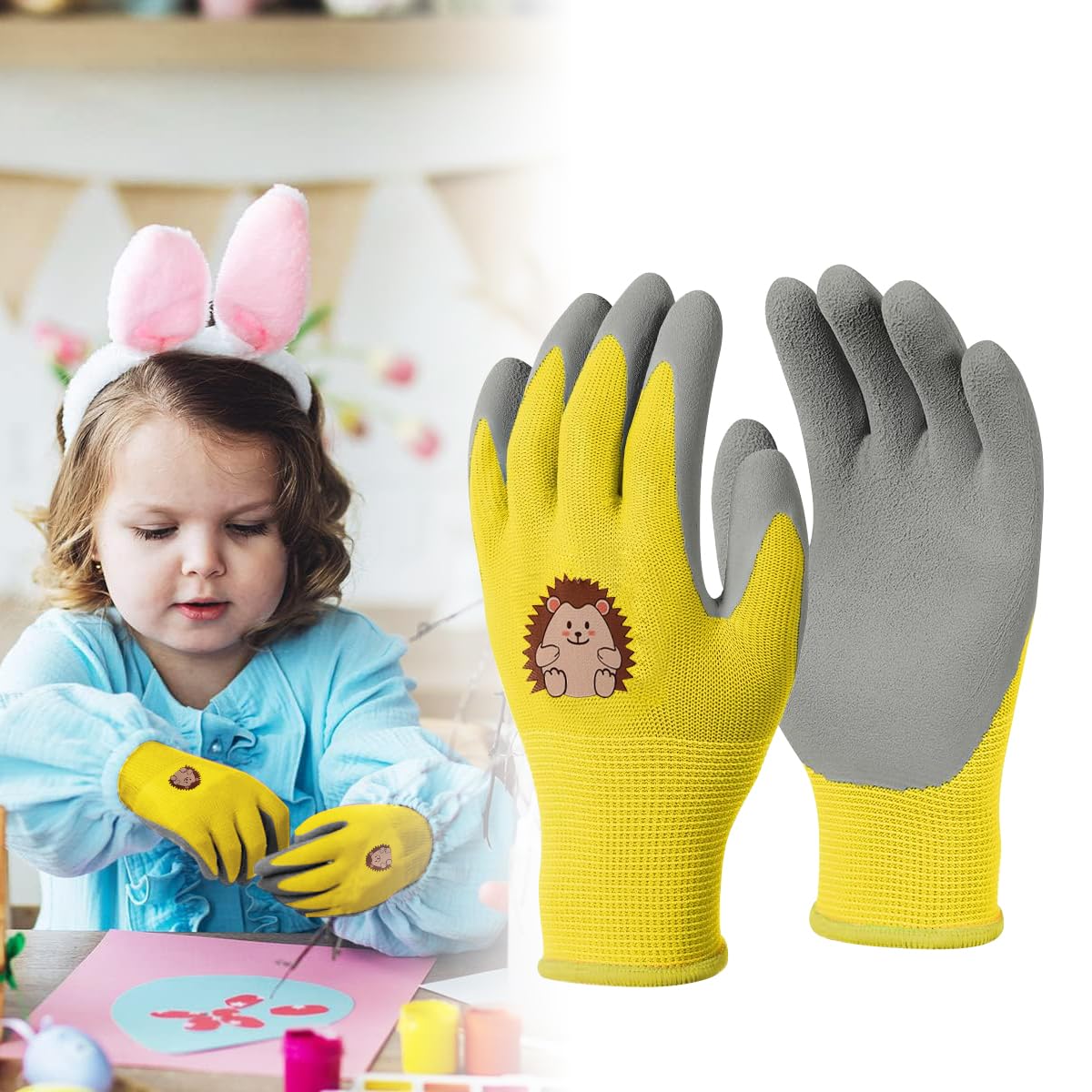 Serplex® Kids Rubber Coated Gardening Gloves for Boys & Girls, Kids Hand Gloves for Gardening Rubber Coated Gloves with Soft Breathable Lining, for Digging, Outdoor Activities, Fits Ages 3-5 Years