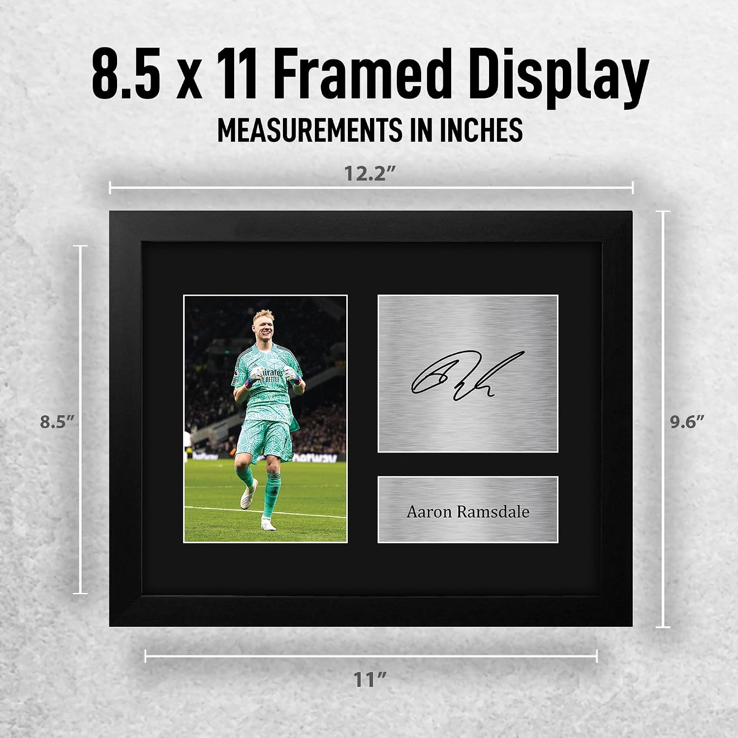 HWC Trading Aaron Ramsdale Arsenal Gifts Printed Signed Autograph Picture for Soccer Fans and Supporters - US Letter Framed (ID-008631)