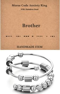 Morse Code Rings for Women, Stainless Steel Spinner Ring Fidget Rings for Anxiety Ring Morse Code Rings Inspirational Gifts Jewelry Women Birthday Graduation Gifts for Best Friends