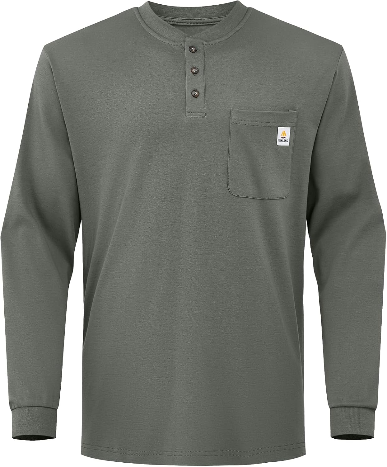 VANLENS FR Shirts for Men Flame Resistant Light Weight 6.5oz Long Sleeve Henley Shirts CAT2 NFPA2112 FR Clothing