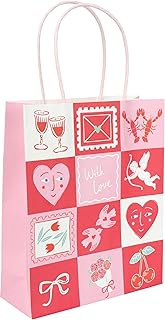 Talking Tables Strong Paper Gift Bag for Valentines Day, Mothers Day, Galantines, Baby Showers, Pretty Gift Bag with handle for Romantic Gifting Wedding Presents Party Favours 9.8 Inches
