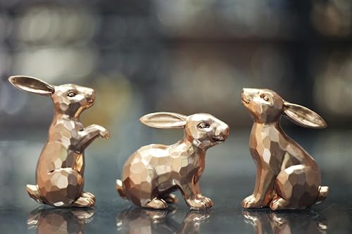 JORAE Gold Bunny Statues Easter Rabbit Figurines Set of 3