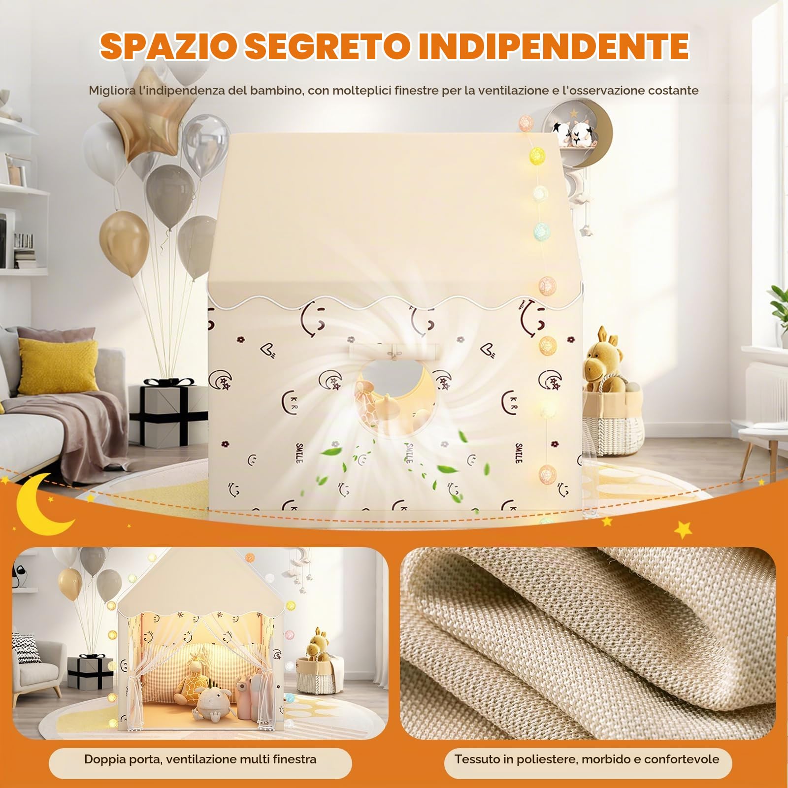 Ergocar Tenda Per Bambini Interno All'Aperto Game House Castle Con Mat Ball Light Cloud Butterfly Adatto Ai Ragazzi e Alle Ragazze Di Toddlers