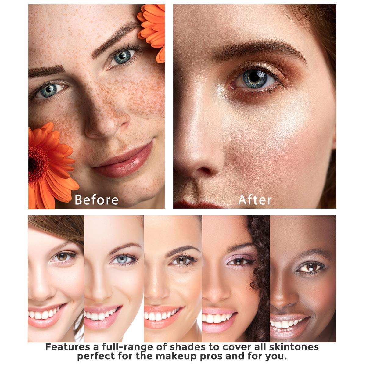 Flawless Foundation Makeup,IFUDOIT Color Changing Liquid Foundation Powerful Concealer, Silky Delicate, Lasting Concealer,SPF15 Moisturizing Sunscreen,Great for All Skins（30 ML）