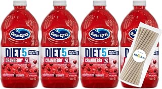 Ocean Spray Diet Cranberry Juice Drink 64 fl oz Plastic Bottle 4 Pack + 15 Sugarcane Disposable Straws by KOOL8SHOP Infinite Deals