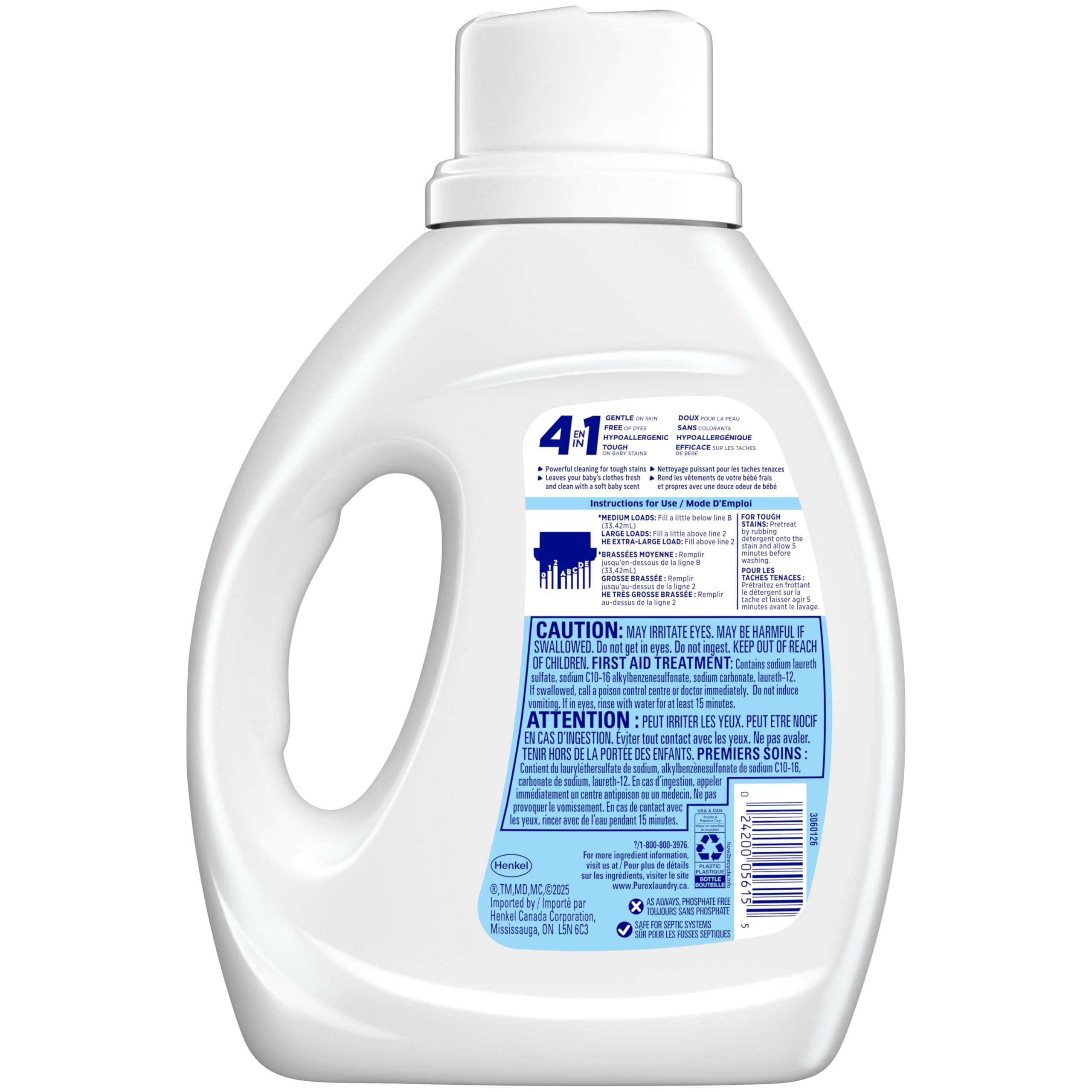 Purex Baby Soft, Concentrated Hypoallergenic Liquid Laundry Detergent for Babies, Free of Dyes, Pediatric Dermatologist Tested, Gentle on Skin, 1.17L, 35 Wash Loads, HE Compatible - 2