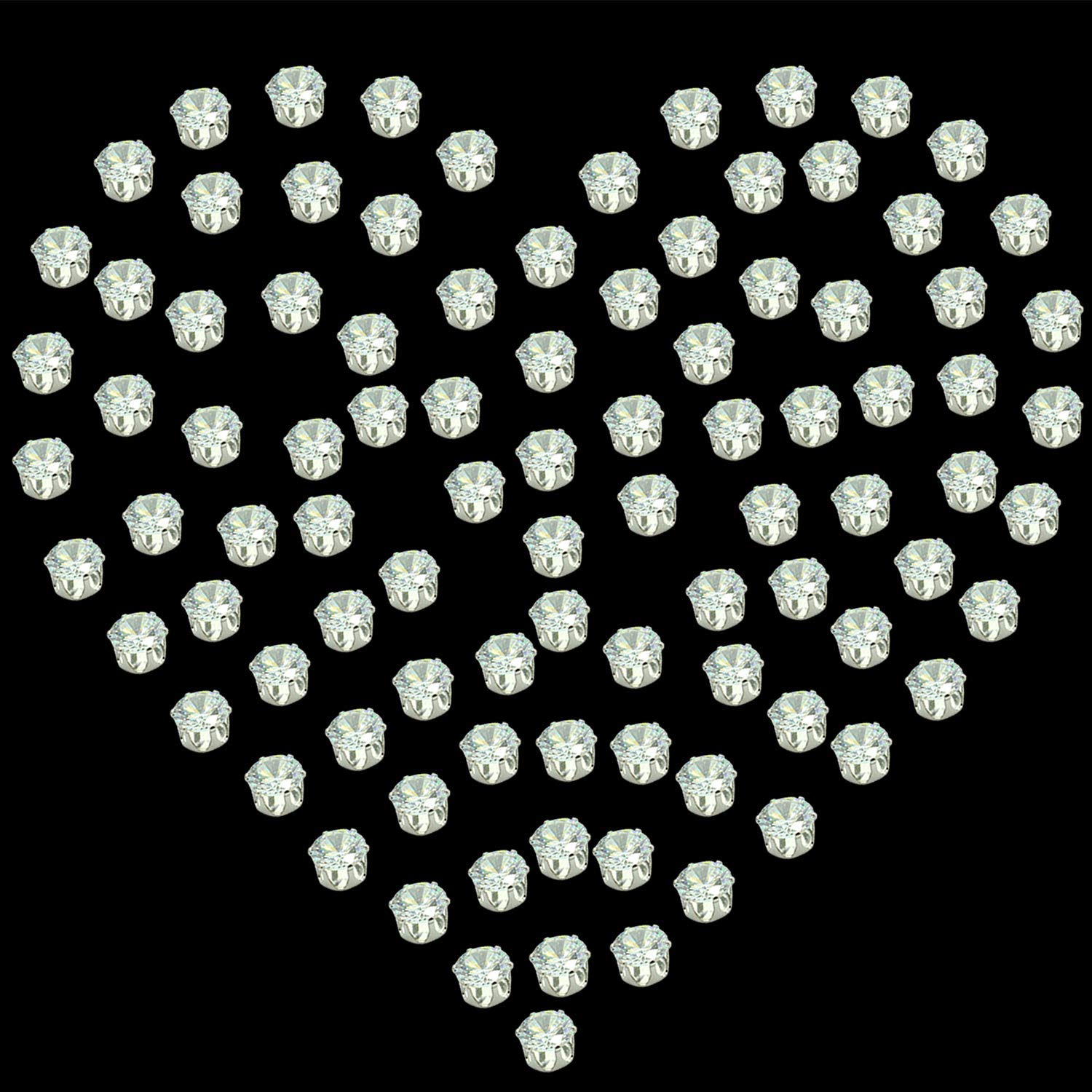 Trimming Shop 3.25mm Sew On Diamante Crystal Clear Glass Rhinestones For Arts, Crafts, Clothes, Scrapbook Embellishments Or Decorations, 50pcs