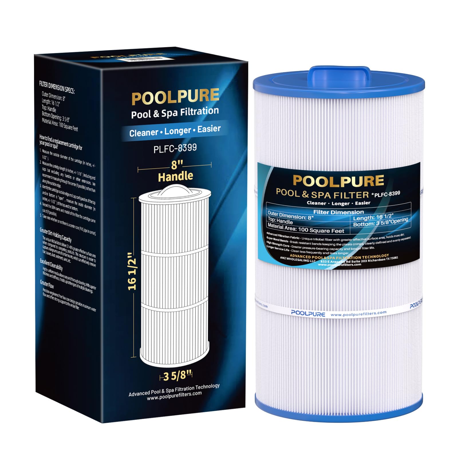 Filtre PCD100W pour spa jacuzzi compatible avec Unicel C-8399 et Pleatco