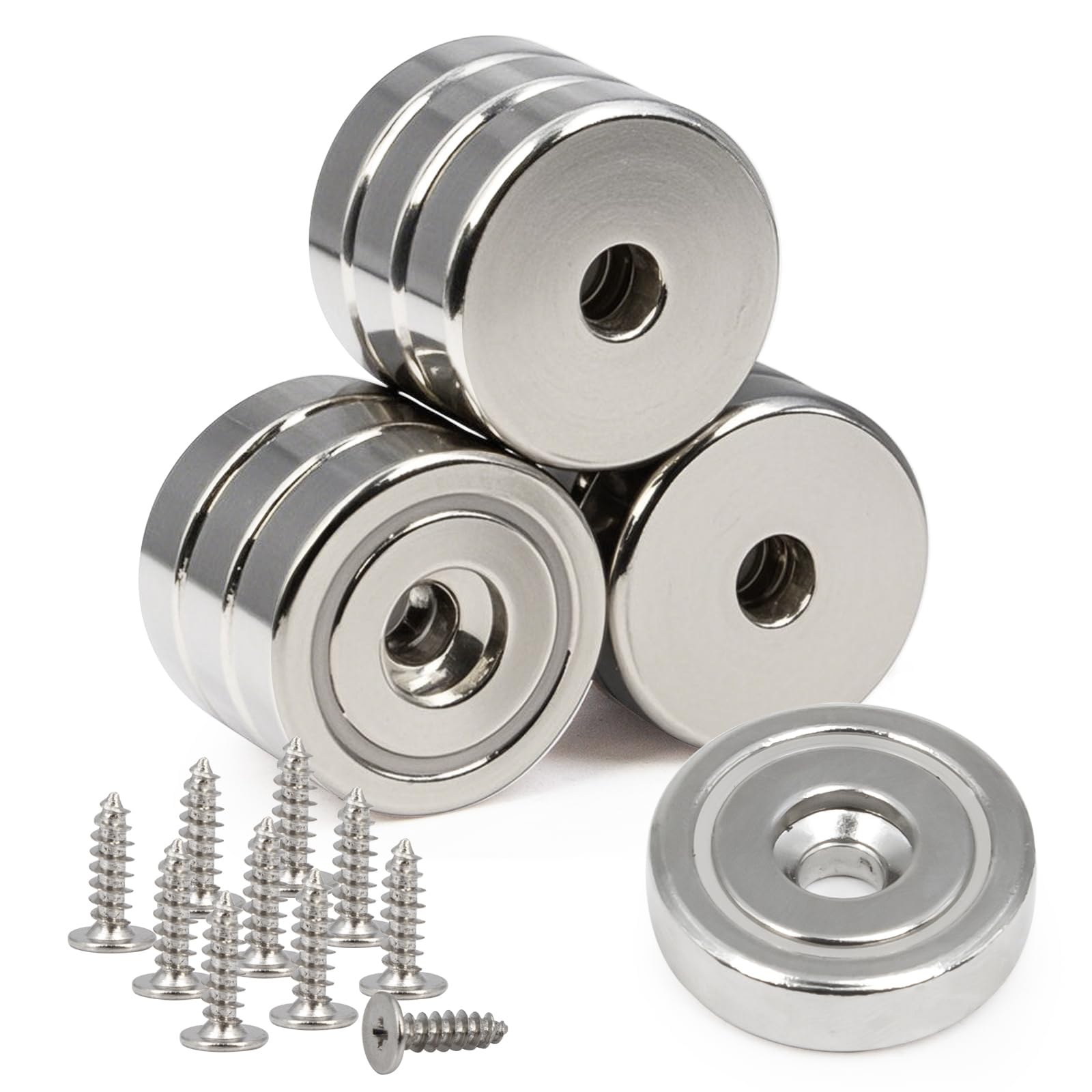 Round Base Rare Earth Neodymium Pot Magnets,for Industrial Purposes Heavy Duty,Size 0.63"*0.2" with Countersunk Hole,Easily Install for Tool Room,Garages Hanging — Amazon image 6