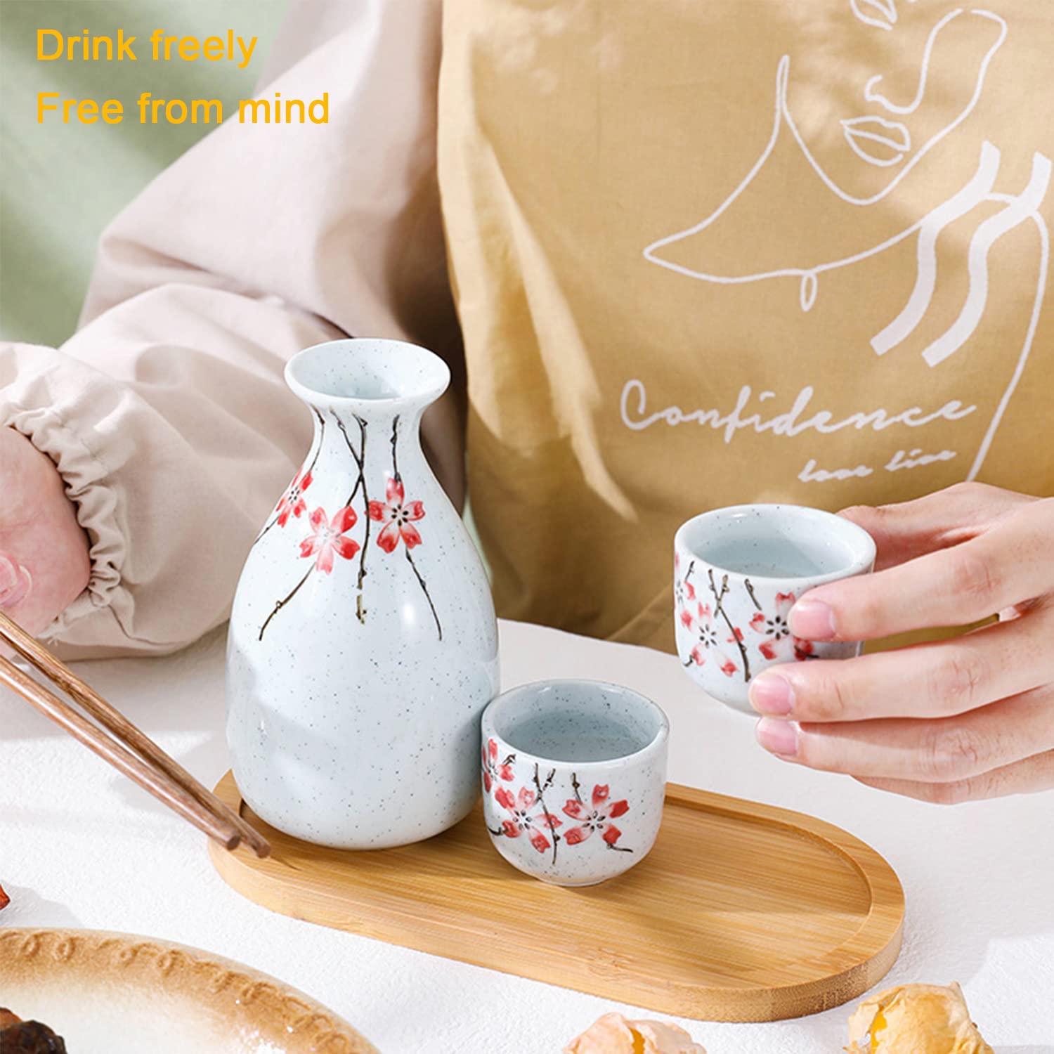 Japoński zestaw do sake, japońskie sake do picia, 5 sztuk i szklanki do sake, 1 garnek do sake, 4 kubki do sake, domowe i biznesowe kubki do sake, domowe i biznesowe (B)