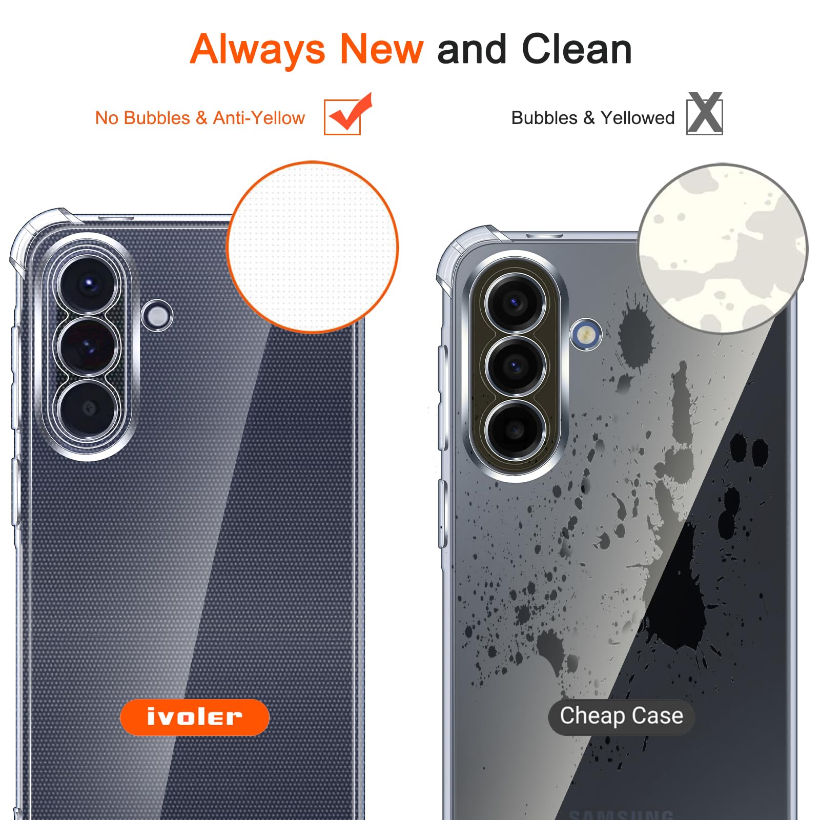 ivoler Etui do Samsung Galaxy A37 5G z 2 sztukami ze szkła hartowanego, odporne na wstrząsy przezroczyste etui ochronne z poduszką narożną zderzak, miękki TPU silikonowy pokrowiec ochronny