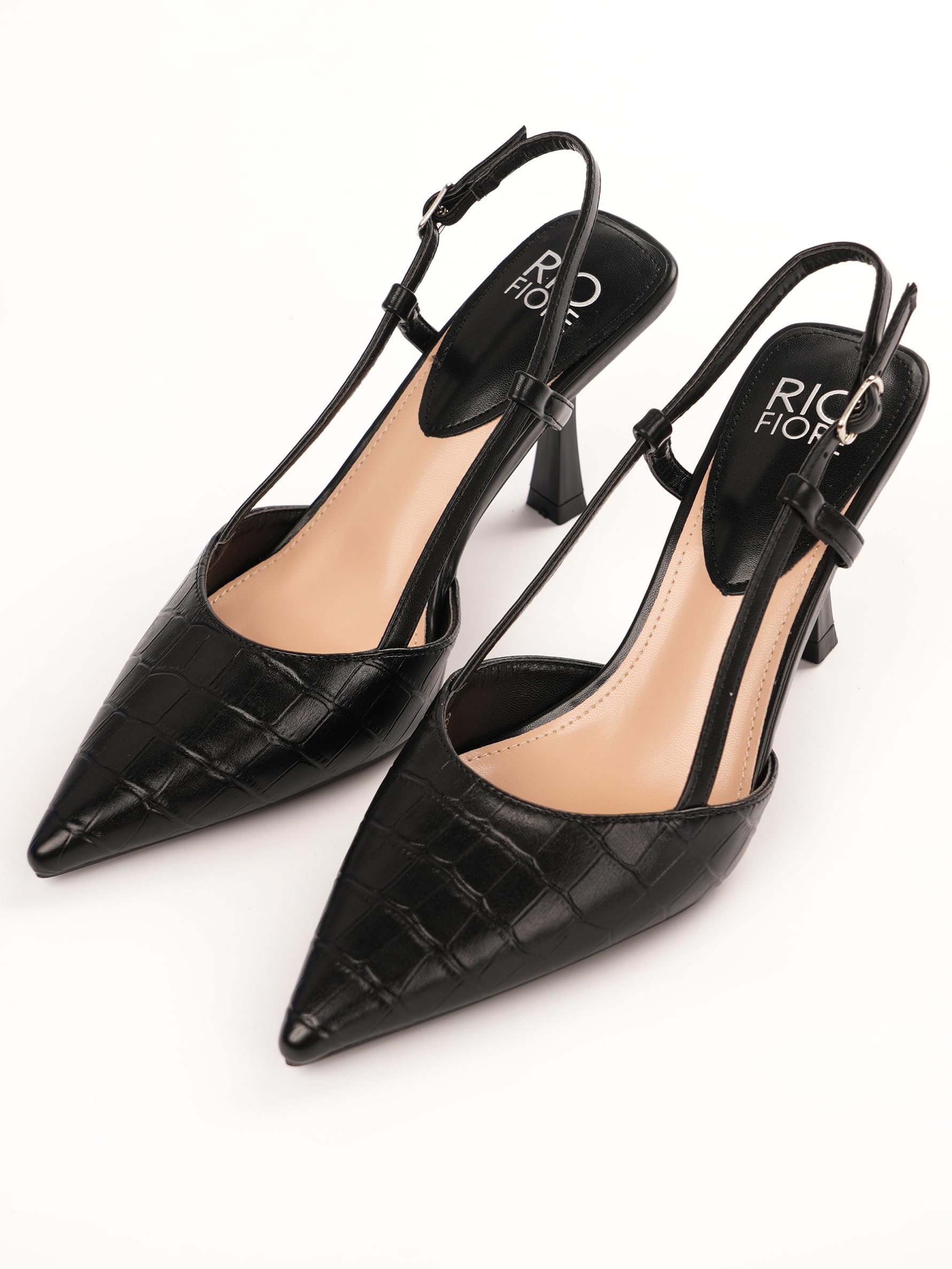 Zapatos de tacón para mujer, tacón de 10 cm, negro, piel sintética suave, zapatos cómodos con tacón, tacones altos, hondas, AH2307-18