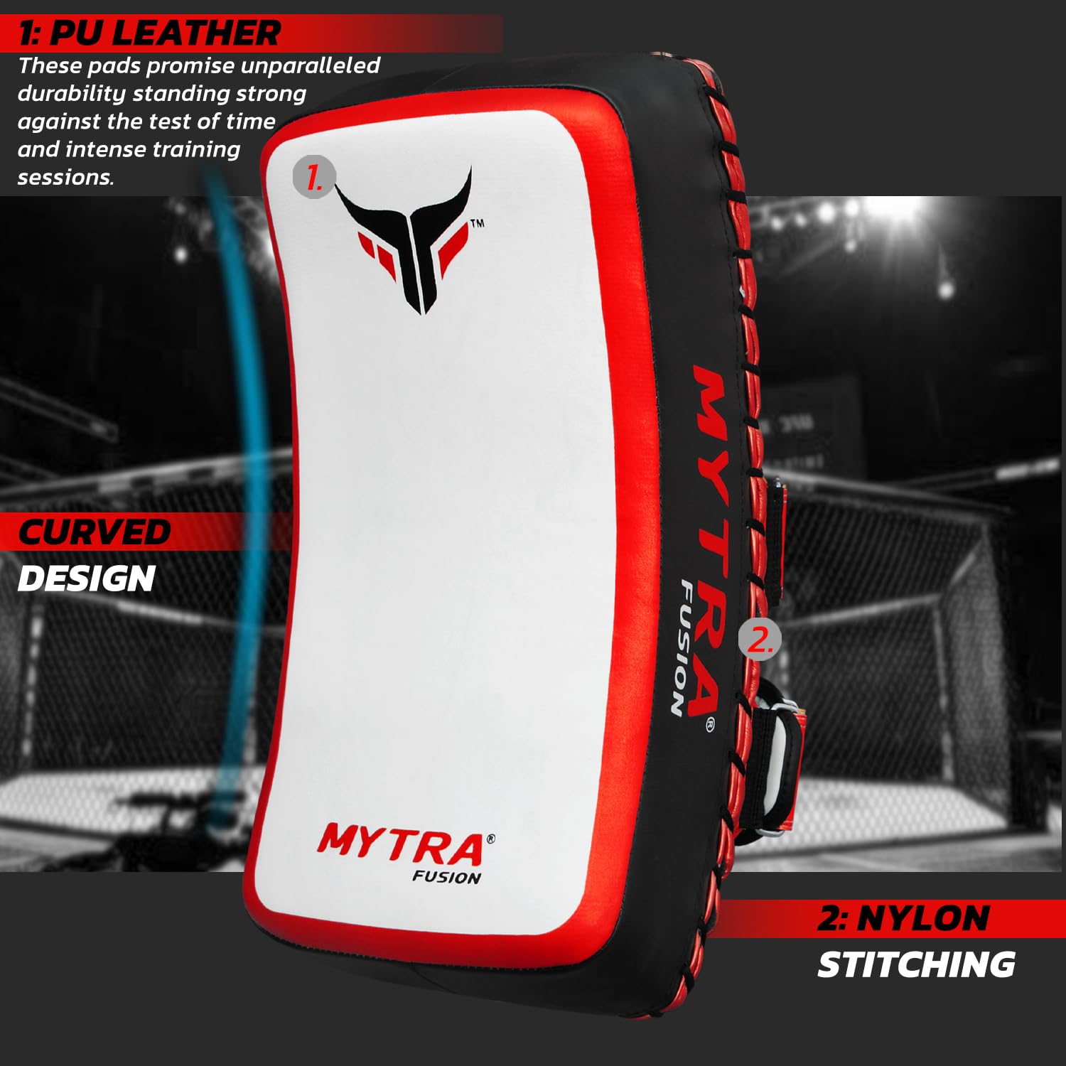 paos Muay Thai Curvos paos Karate - pao Muay Thai para Boxeo, Kickboxing, MMA, Karate, Taekwondo, Entrenamiento y Artes Marciales Almohadillas para Patadas Objetivo de pie y Codo X 1 Unit Single