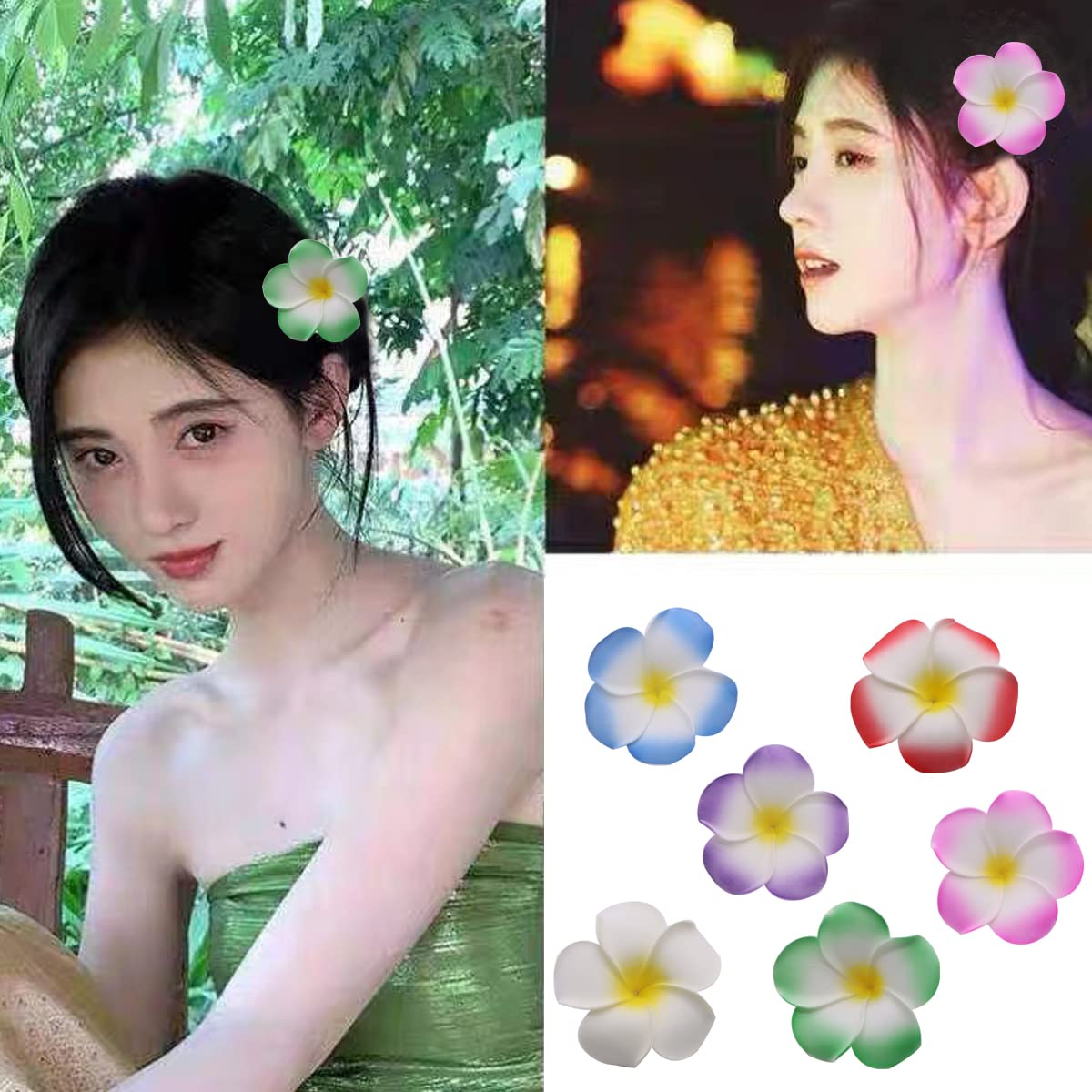 20 Stück Künstliche Frangipani-Haarspangen – Plumeria-Blüten, Boho-Stil, Für Hochzeit & Alltag