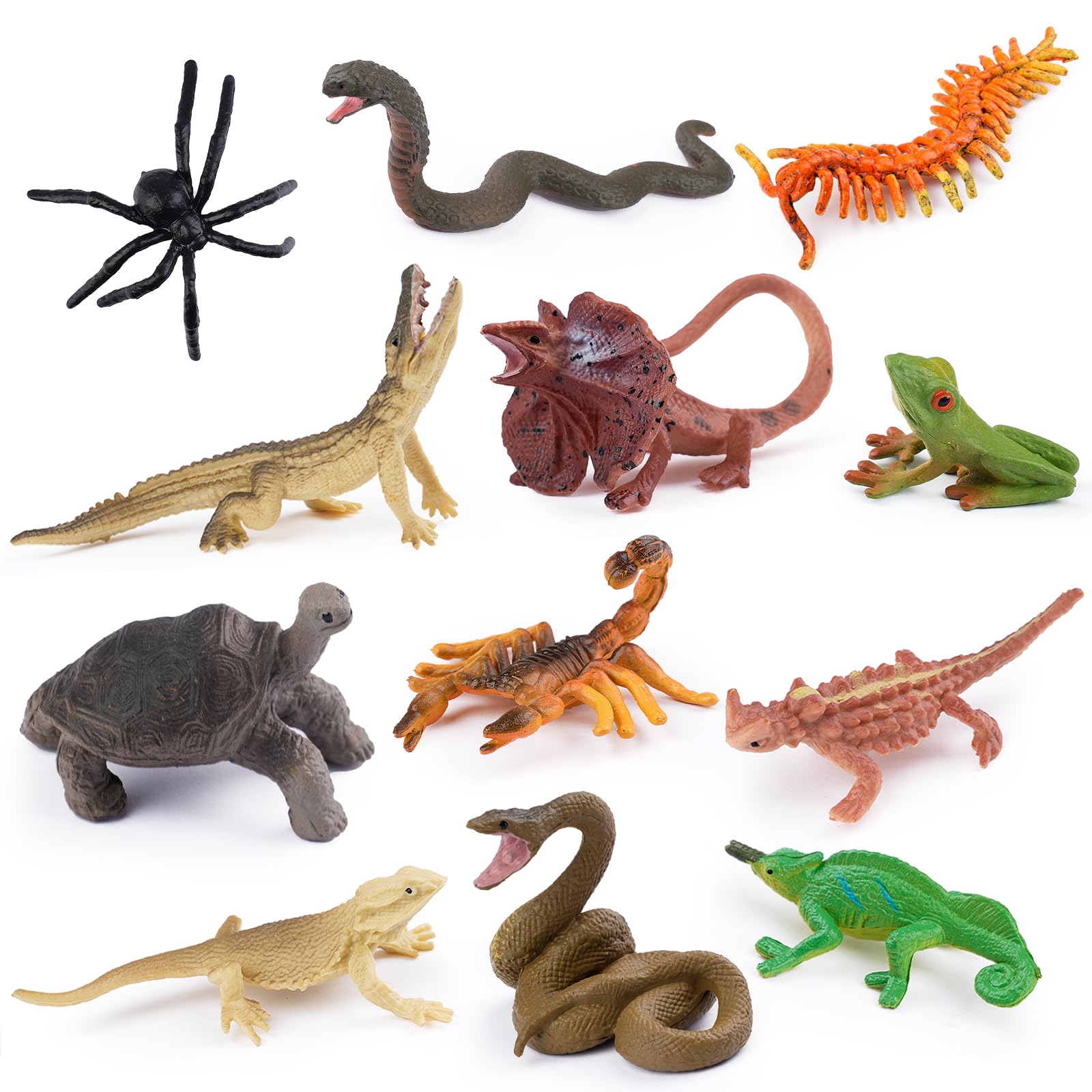 Maxmoc 12pcs Reptile Animal Figurine Toy Set,Mini Realistic Jungle Animals Toys for Kids with Snake Lizard Chameleon Spider for 2 3 4 5 6 7 Year Olds Tollders โ image 1